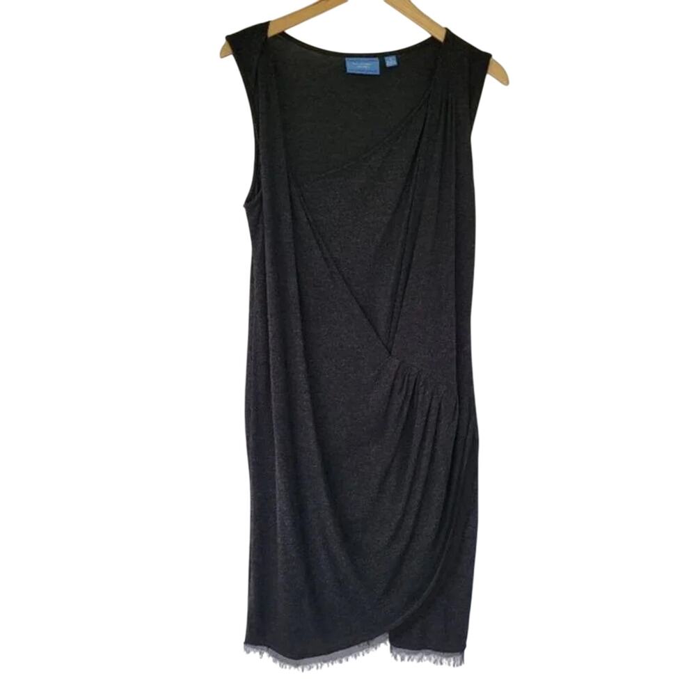Simply Vera Vera Wang Asymmetrical Midi Dress Womens Size M Charcoal Gray